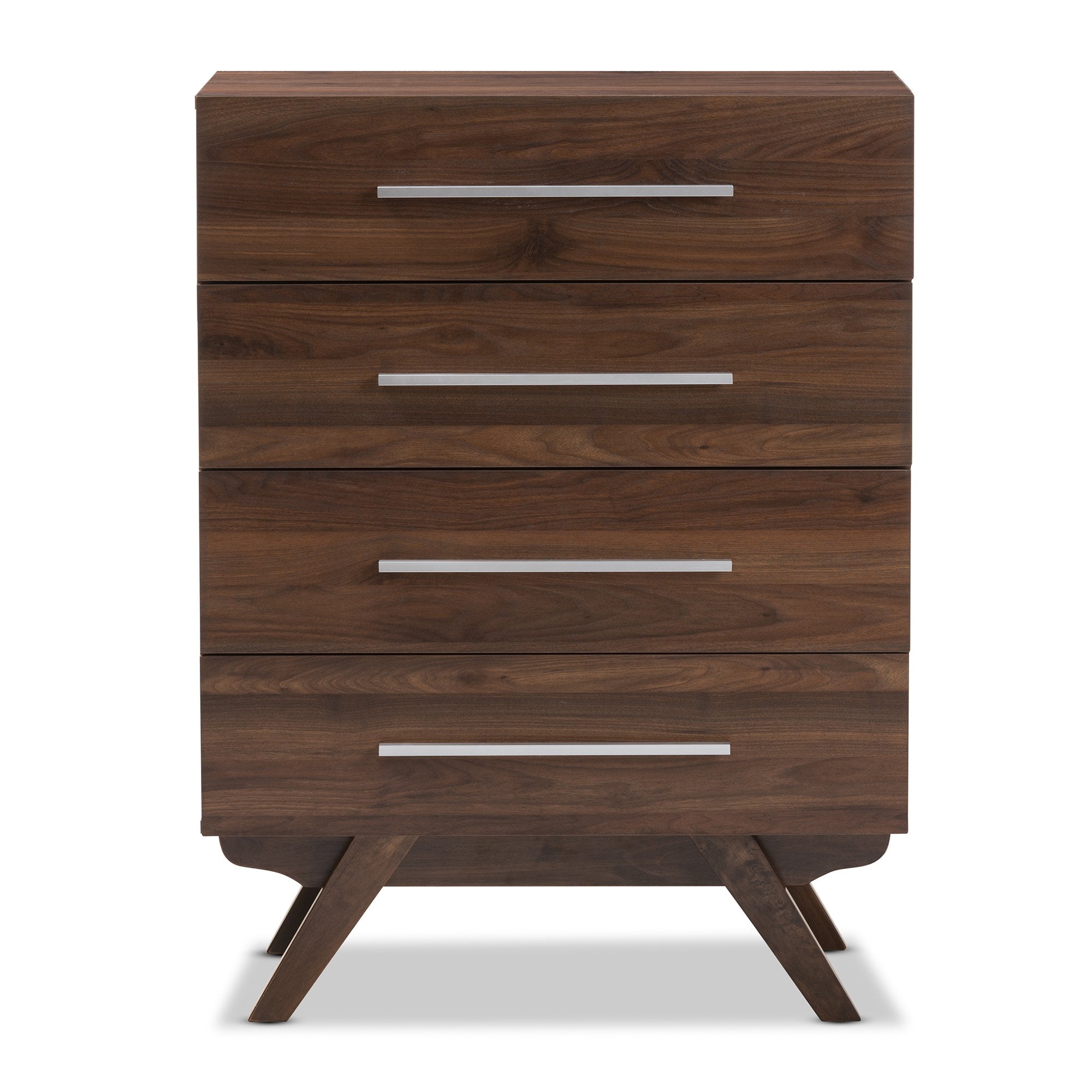 Baxton Studio Auburn Mid-Century Modern Walnut Brown Finished Wood 4-Drawer Chest