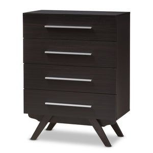 Baxton Studio Auburn Mid-Century Modern Dark Brown Finished Wood 4-Drawer Chest