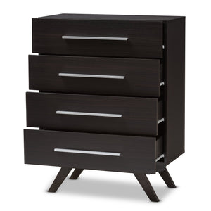 Baxton Studio Auburn Mid-Century Modern Dark Brown Finished Wood 4-Drawer Chest