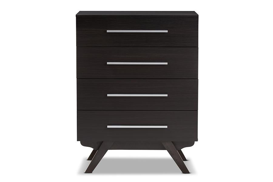 Baxton Studio Auburn Mid-Century Modern Dark Brown Finished Wood 4-Drawer Chest