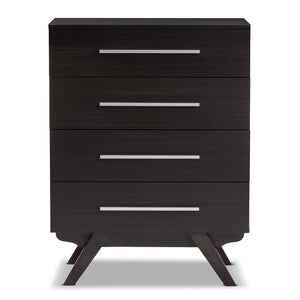 Baxton Studio Auburn Mid-Century Modern Dark Brown Finished Wood 4-Drawer Chest