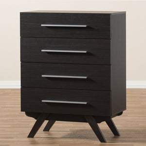 Baxton Studio Auburn Mid-Century Modern Dark Brown Finished Wood 4-Drawer Chest