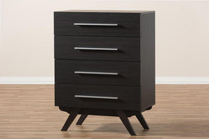 Baxton Studio Auburn Mid-Century Modern Dark Brown Finished Wood 4-Drawer Chest