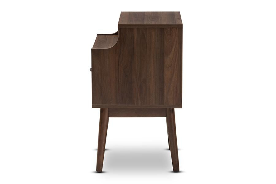 Baxton Studio Disa Mid-Century Modern Walnut Brown Finished Nightstand