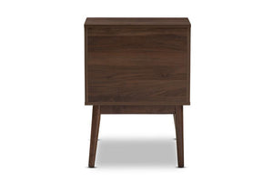 Baxton Studio Disa Mid-Century Modern Walnut Brown Finished Nightstand