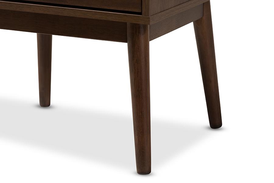 Baxton Studio Disa Mid-Century Modern Walnut Brown Finished Nightstand