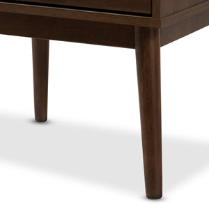 Baxton Studio Disa Mid-Century Modern Walnut Brown Finished Nightstand