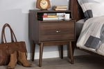 Baxton Studio Disa Mid-Century Modern Walnut Brown Finished Nightstand