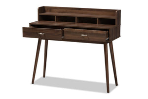 Baxton Studio Disa Mid-Century Modern Walnut Brown Finished 2-Drawer Desk