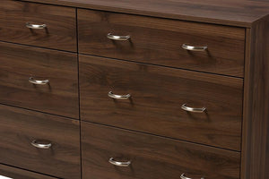 Baxton Studio Disa Mid-Century Modern Walnut Brown Finished 6-Drawer Dresser