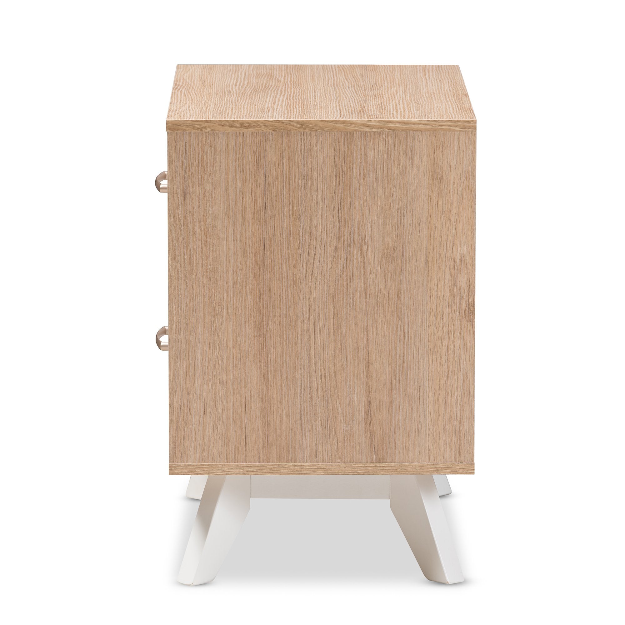 Baxton Studio Helena Mid-Century Modern Natural Oak and Whitewashed Finished Wood 2-Drawer Nightstand