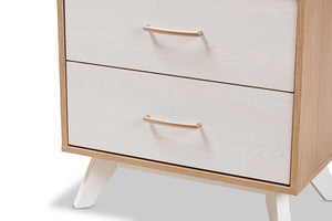 Baxton Studio Helena Mid-Century Modern Natural Oak and Whitewashed Finished Wood 2-Drawer Nightstand