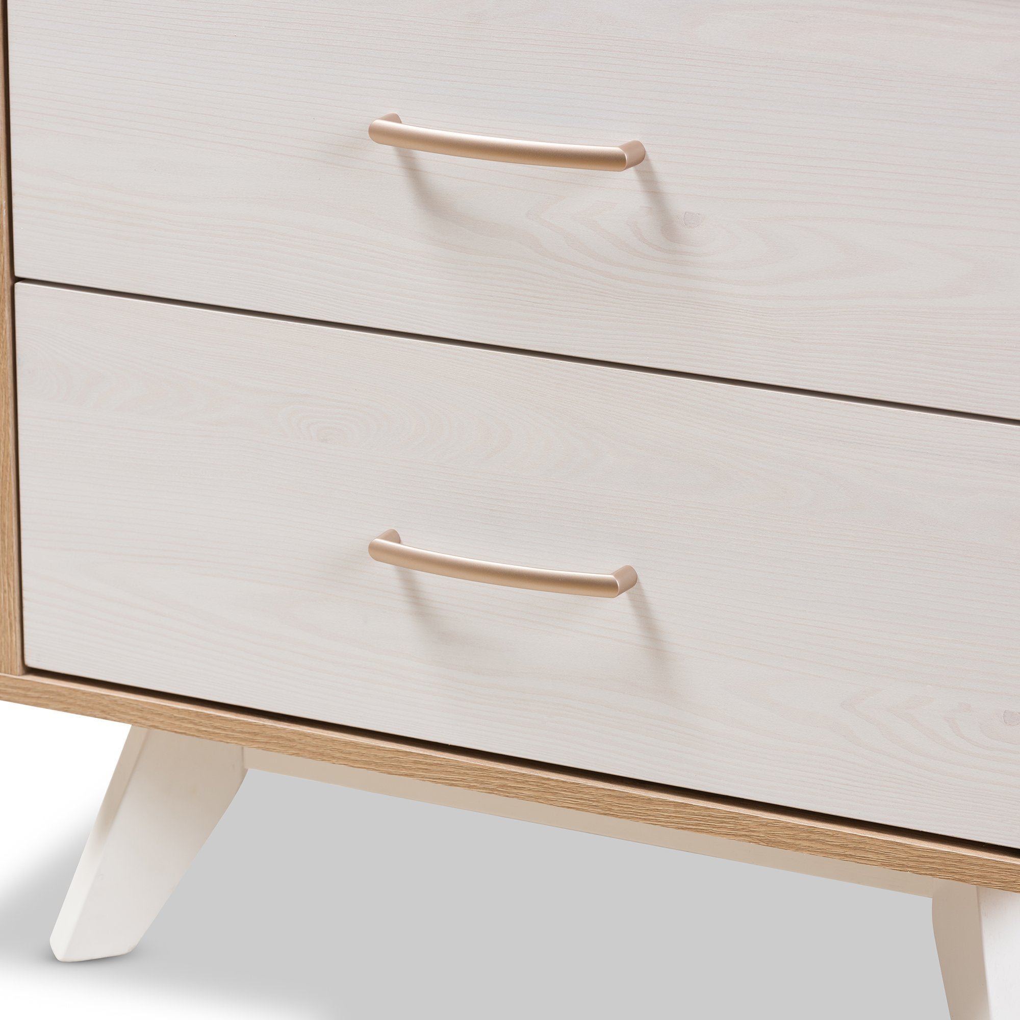 Baxton Studio Helena Mid-Century Modern Natural Oak and Whitewashed Finished Wood 2-Drawer Nightstand