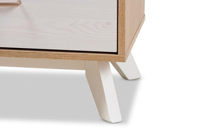 Baxton Studio Helena Mid-Century Modern Natural Oak and Whitewashed Finished Wood 2-Drawer Nightstand