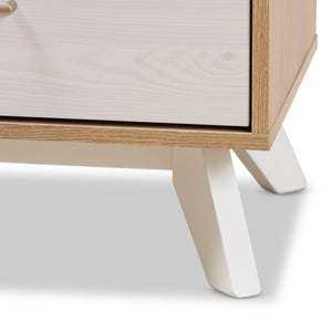 Baxton Studio Helena Mid-Century Modern Natural Oak and Whitewashed Finished Wood 2-Drawer Nightstand