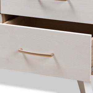 Baxton Studio Helena Mid-Century Modern Natural Oak and Whitewashed Finished Wood 6-Drawer Dresser