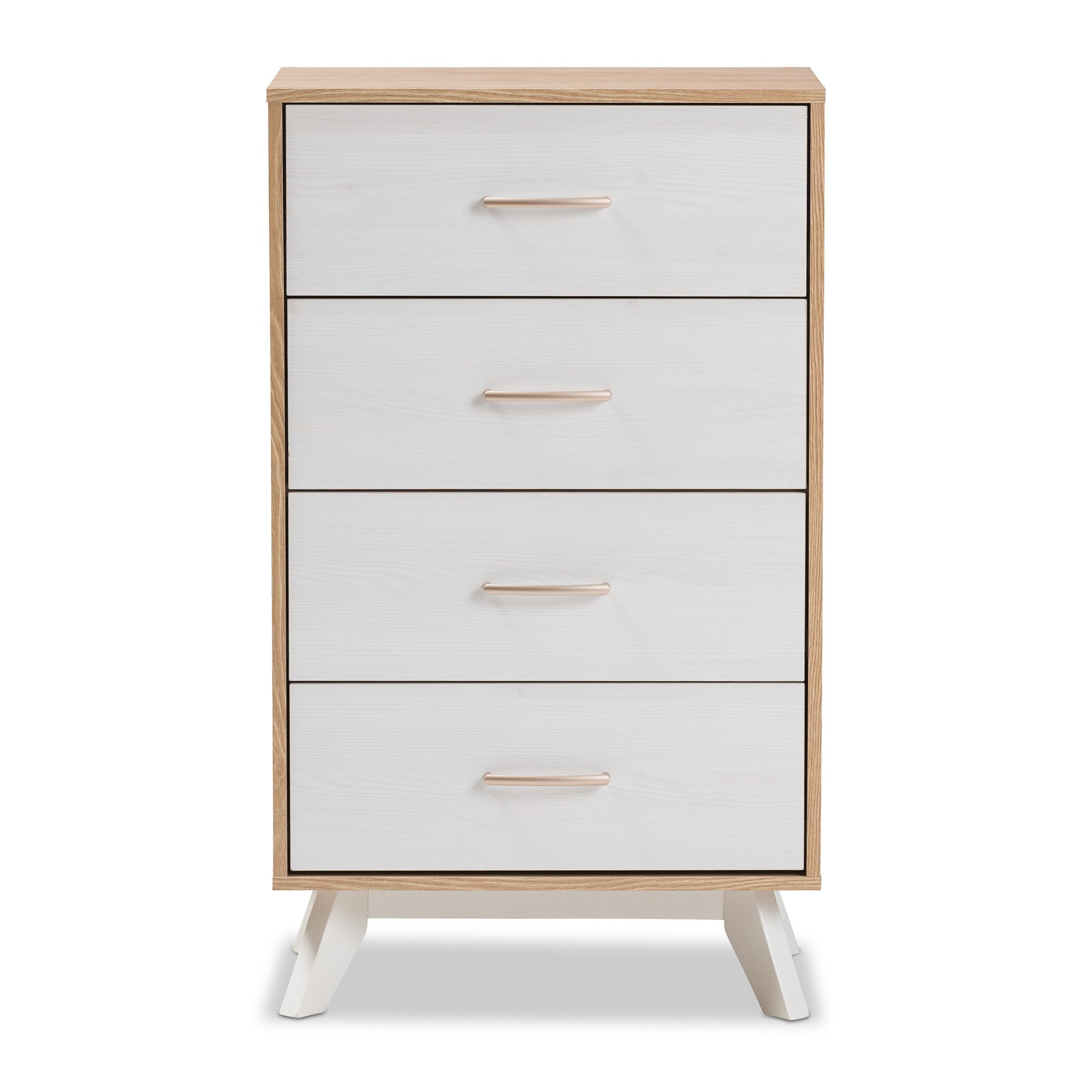 Baxton Studio Helena Mid-Century Modern Natural Oak and Whitewashed Finished Wood 4-Drawer Chest