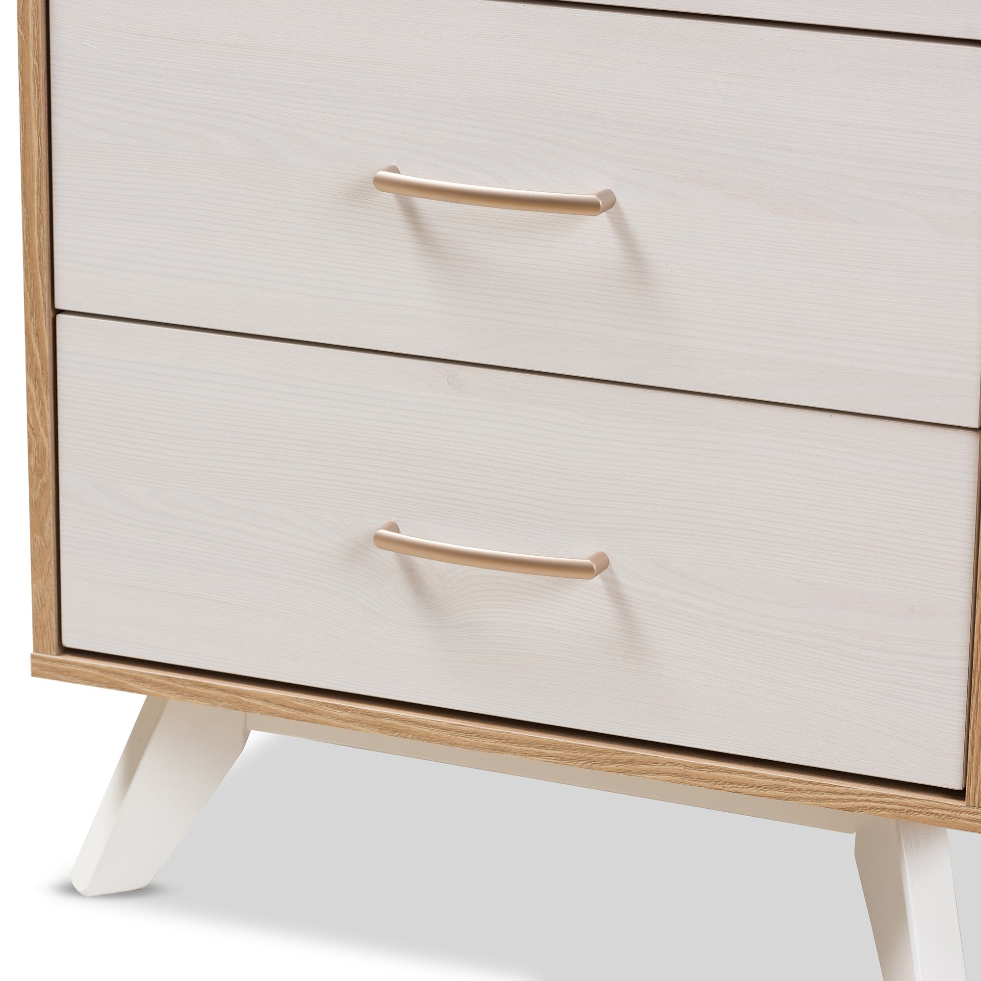 Baxton Studio Helena Mid-Century Modern Natural Oak and Whitewashed Finished Wood 4-Drawer Chest