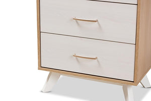 Baxton Studio Helena Mid-Century Modern Natural Oak and Whitewashed Finished Wood 4-Drawer Chest