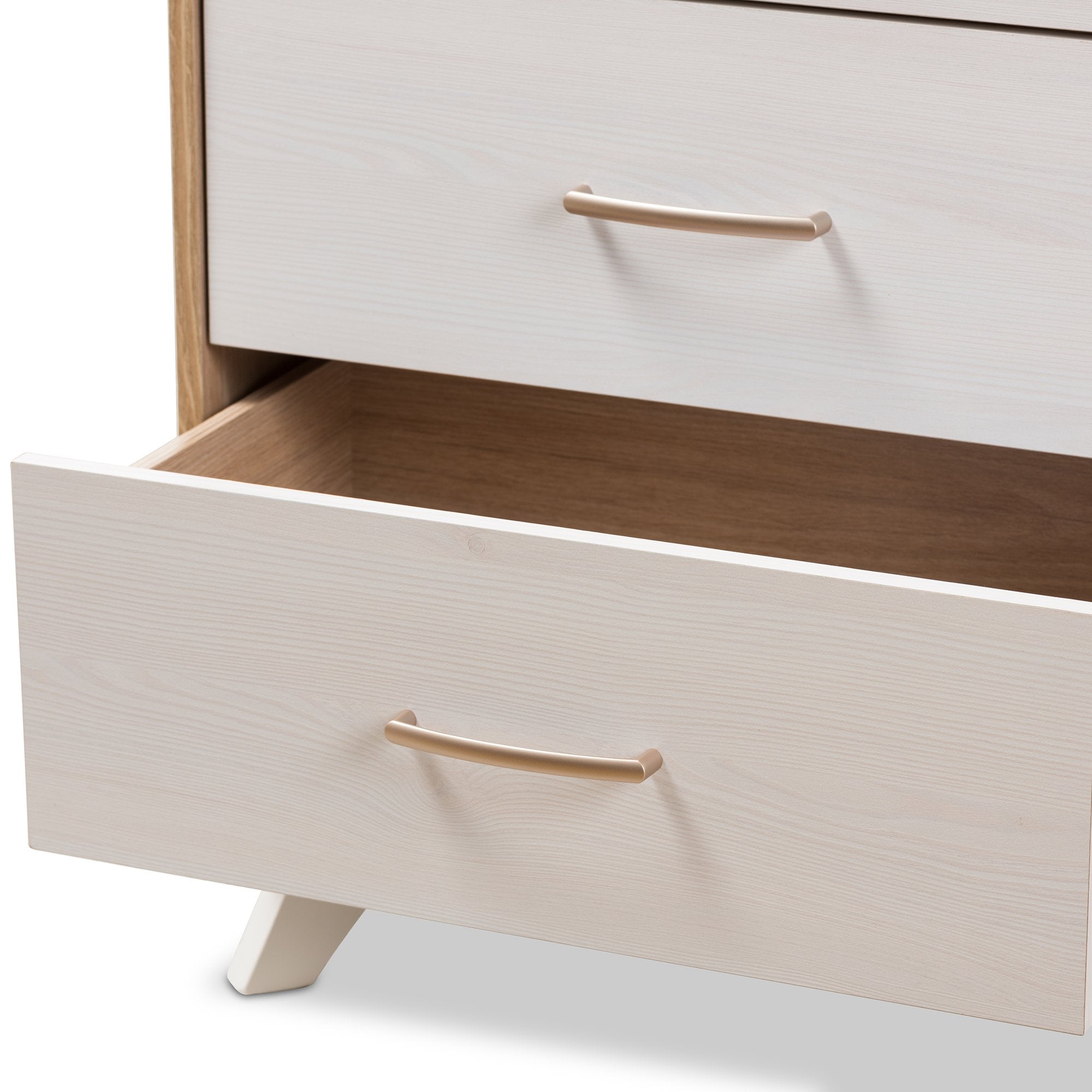 Baxton Studio Helena Mid-Century Modern Natural Oak and Whitewashed Finished Wood 4-Drawer Chest