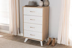 Baxton Studio Helena Mid-Century Modern Natural Oak and Whitewashed Finished Wood 4-Drawer Chest