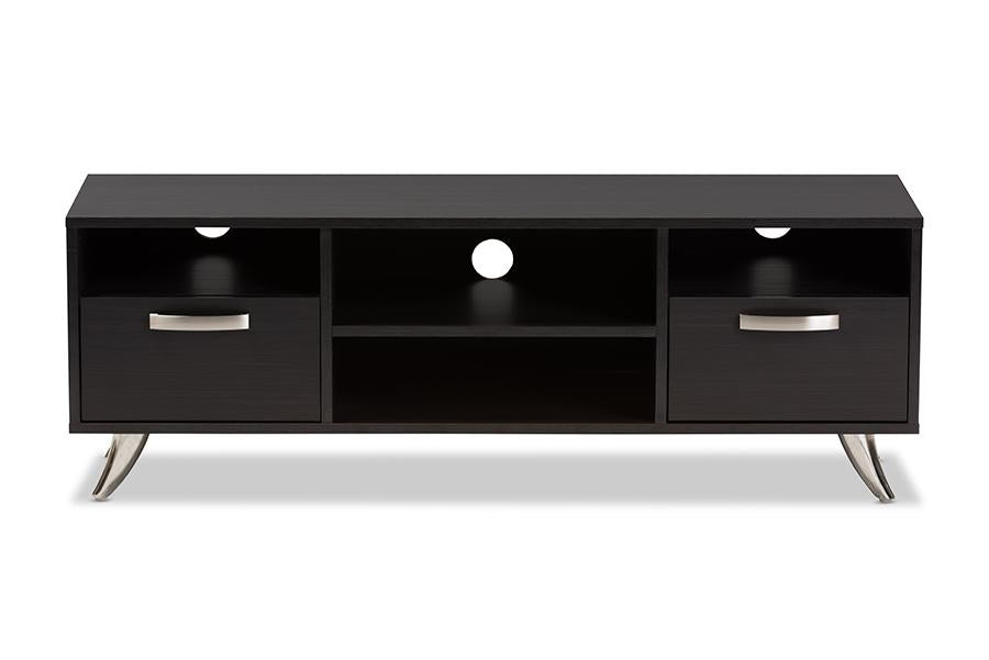 Baxton Studio Warwick Modern and Contemporary Espresso Brown Finished Wood TV Stand