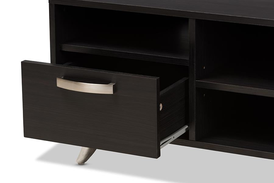 Baxton Studio Warwick Modern and Contemporary Espresso Brown Finished Wood TV Stand