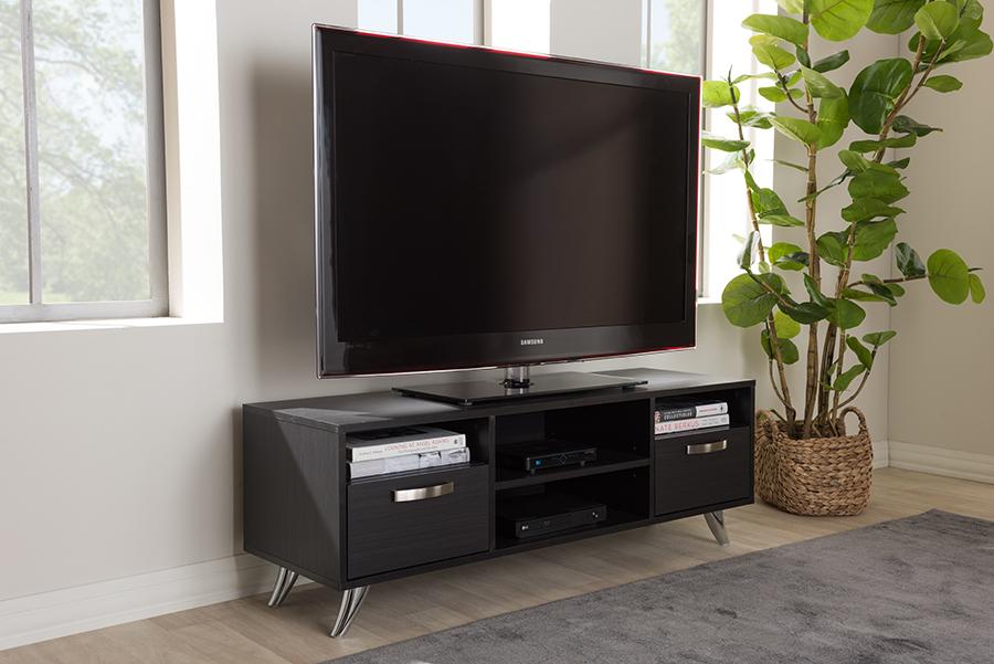 Baxton Studio Warwick Modern and Contemporary Espresso Brown Finished Wood TV Stand