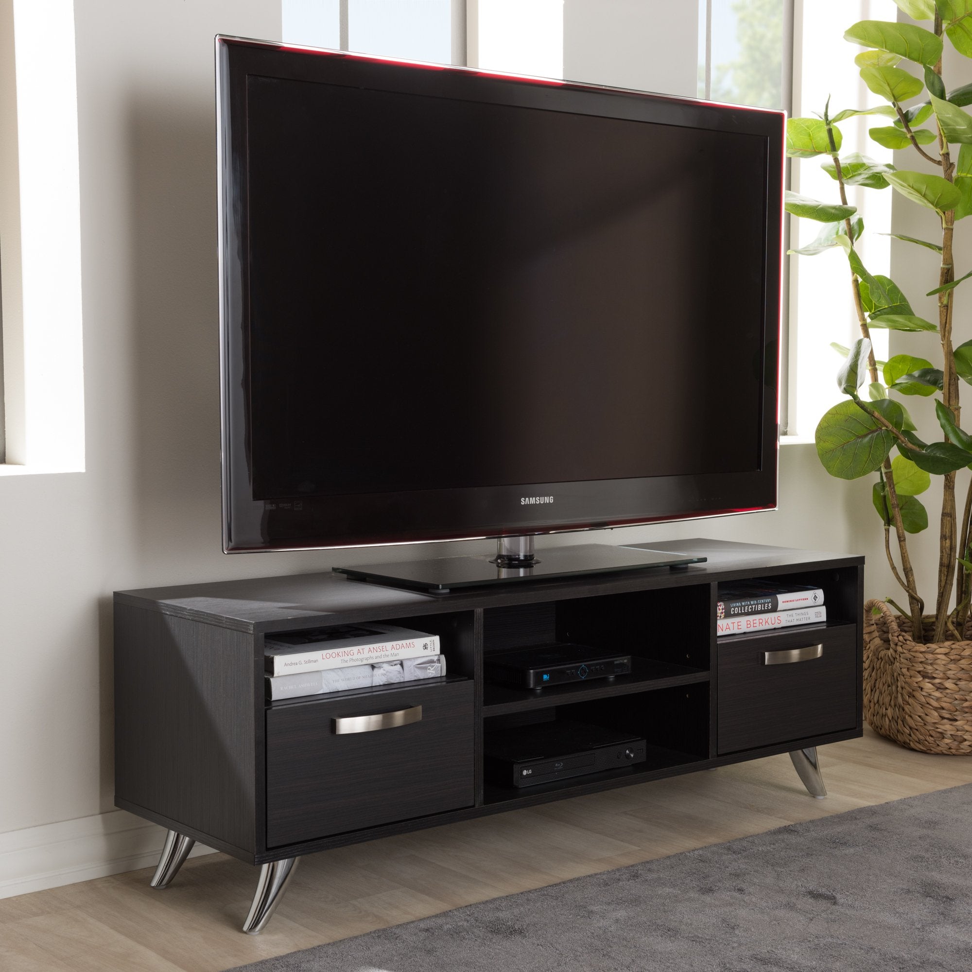 Baxton Studio Warwick Modern and Contemporary Espresso Brown Finished Wood TV Stand