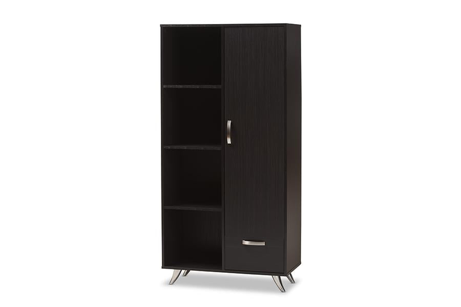 Baxton Studio Warwick Modern and Contemporary Espresso Brown Finished Wood Bookcase