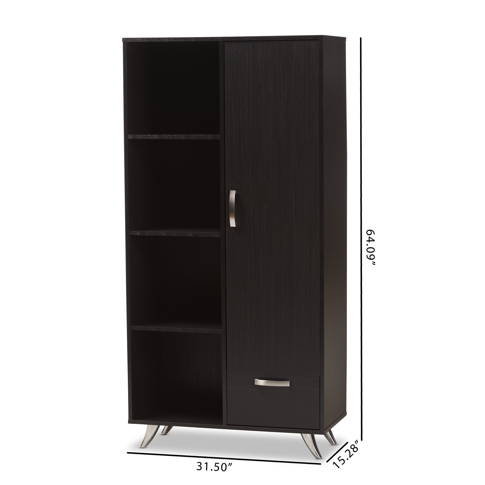 Baxton Studio Warwick Modern and Contemporary Espresso Brown Finished Wood Bookcase