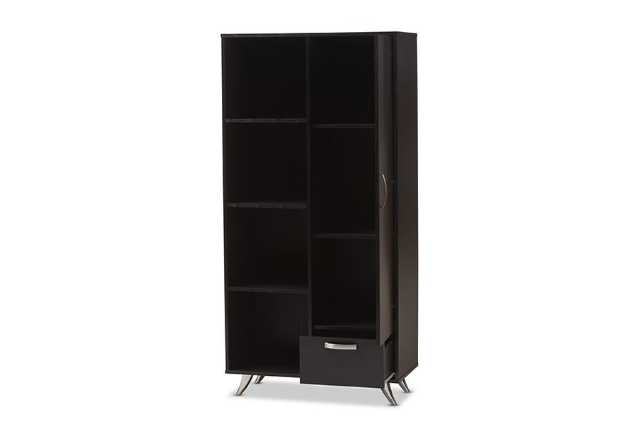 Baxton Studio Warwick Modern and Contemporary Espresso Brown Finished Wood Bookcase