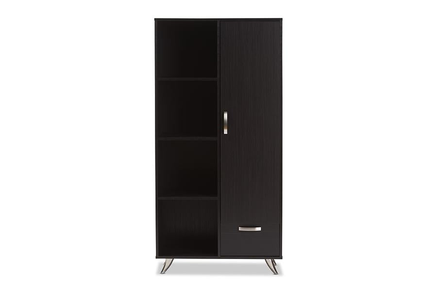 Baxton Studio Warwick Modern and Contemporary Espresso Brown Finished Wood Bookcase