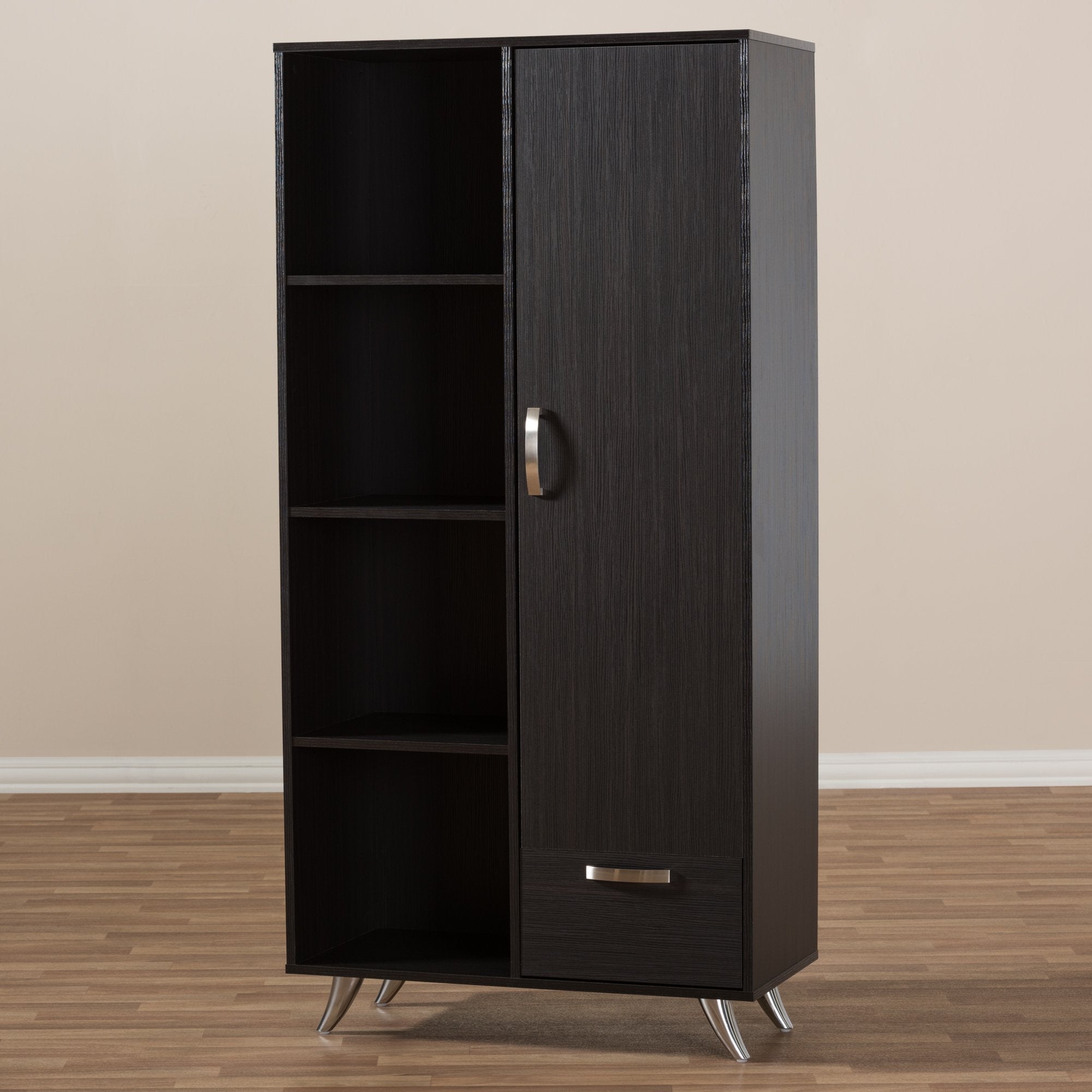 Baxton Studio Warwick Modern and Contemporary Espresso Brown Finished Wood Bookcase