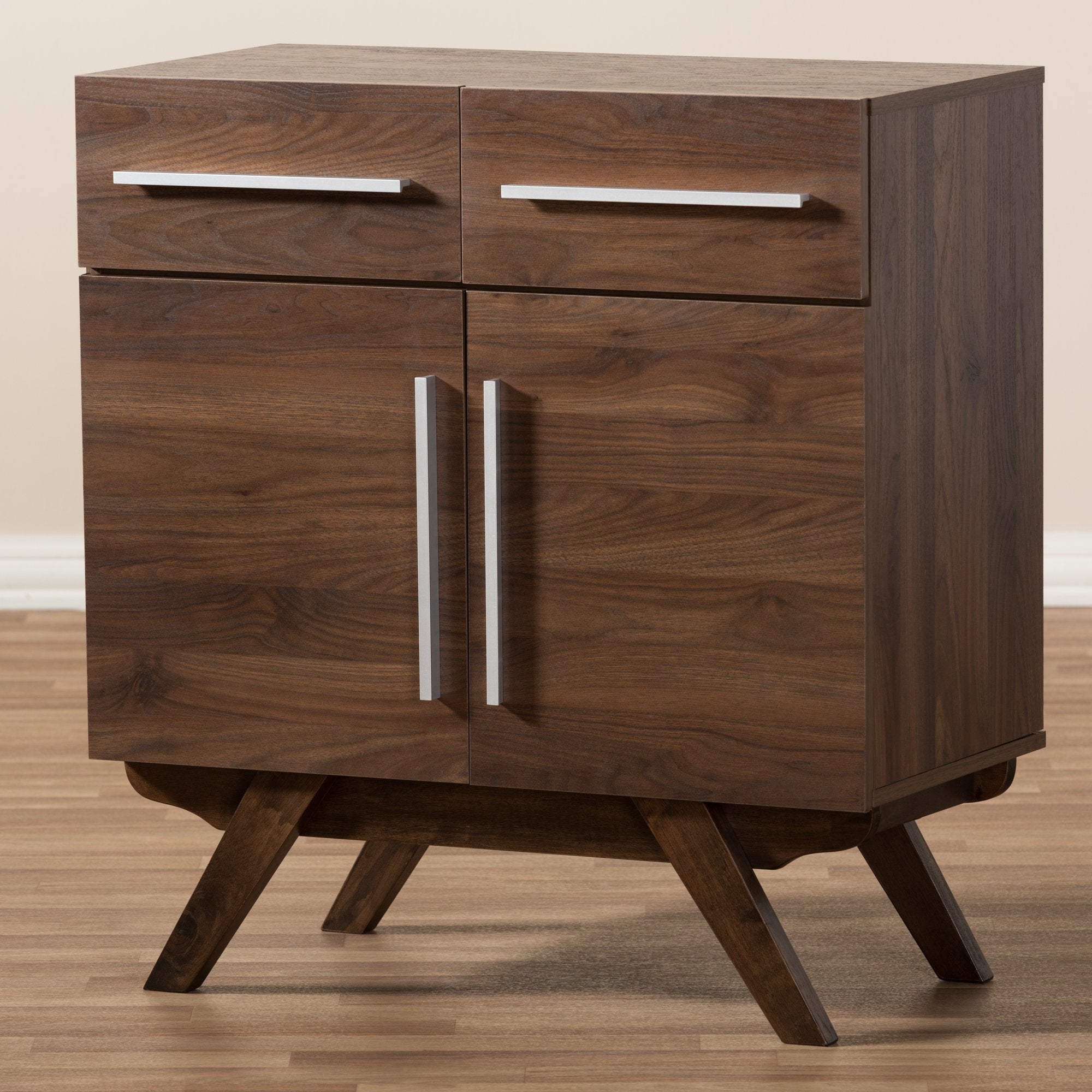 Baxton Studio Ashfield Mid-Century Modern Walnut Brown Finished Wood Sideboard