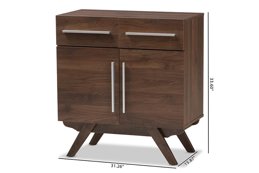 Baxton Studio Ashfield Mid-Century Modern Walnut Brown Finished Wood Sideboard