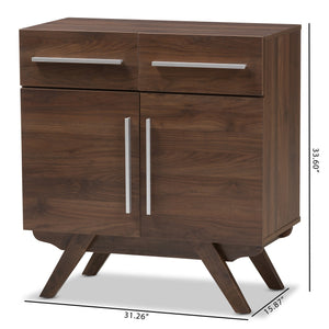 Baxton Studio Ashfield Mid-Century Modern Walnut Brown Finished Wood Sideboard