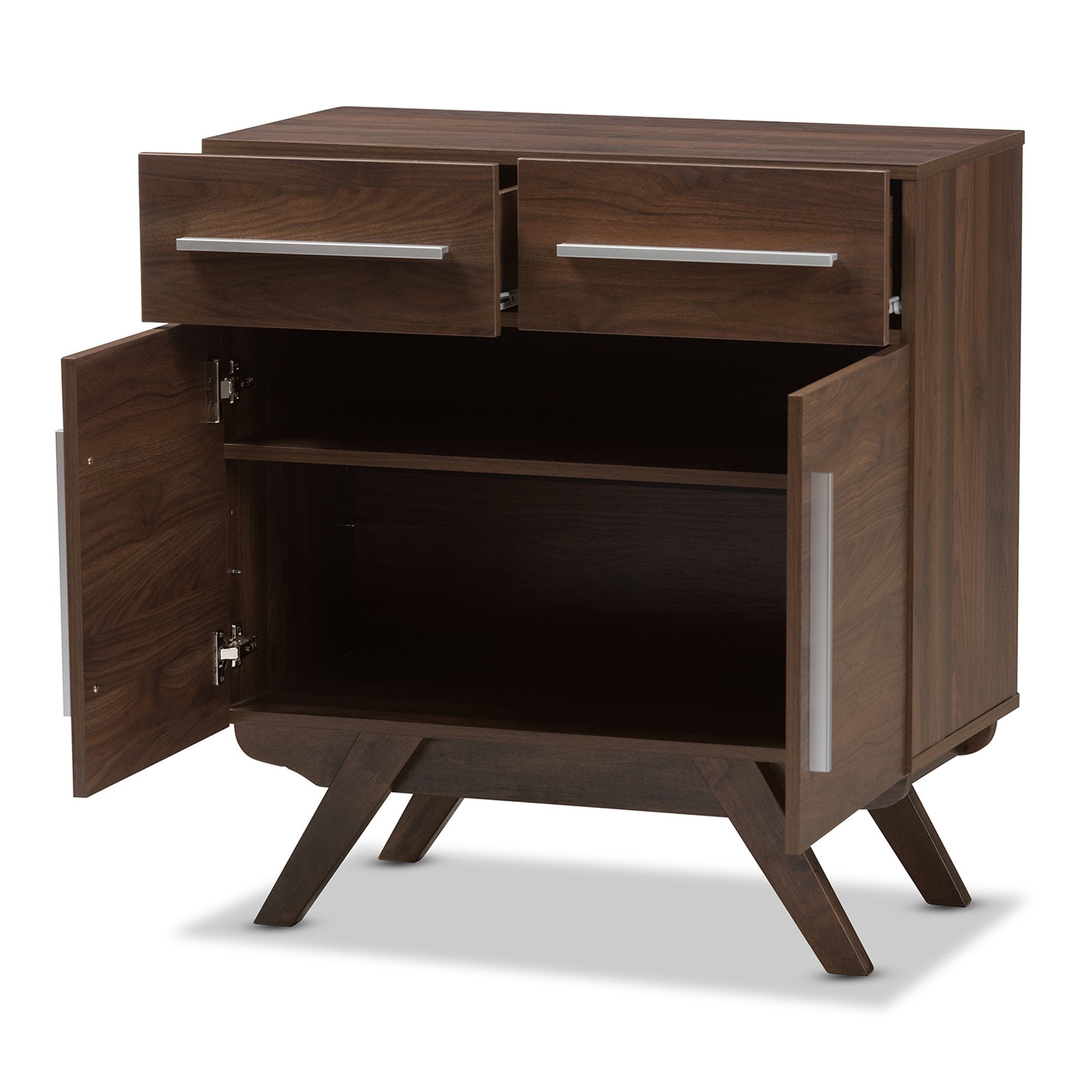 Baxton Studio Ashfield Mid-Century Modern Walnut Brown Finished Wood Sideboard