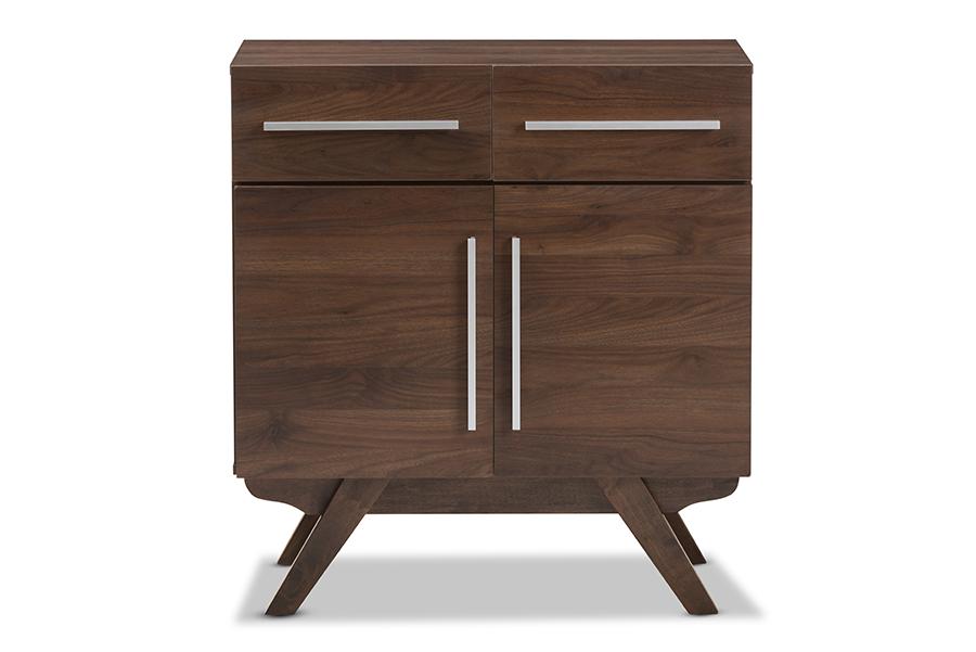 Baxton Studio Ashfield Mid-Century Modern Walnut Brown Finished Wood Sideboard