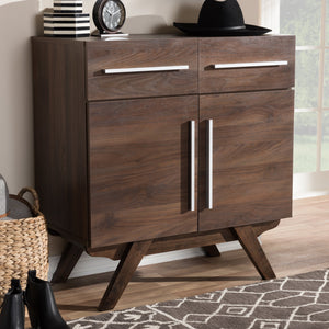 Baxton Studio Ashfield Mid-Century Modern Walnut Brown Finished Wood Sideboard