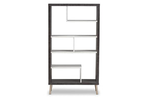 Baxton Studio Atlantic Modern and Contemporary Dark Brown and Light Grey Two-Tone Finished Wood Display Shelf