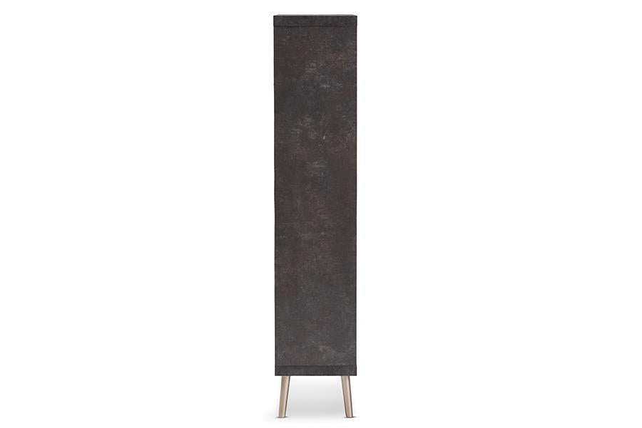 Baxton Studio Atlantic Modern and Contemporary Dark Brown and Light Grey Two-Tone Finished Wood Display Shelf