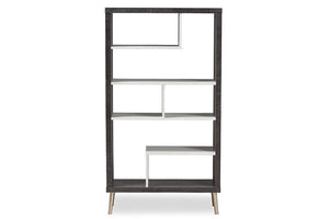 Baxton Studio Atlantic Modern and Contemporary Dark Brown and Light Grey Two-Tone Finished Wood Display Shelf