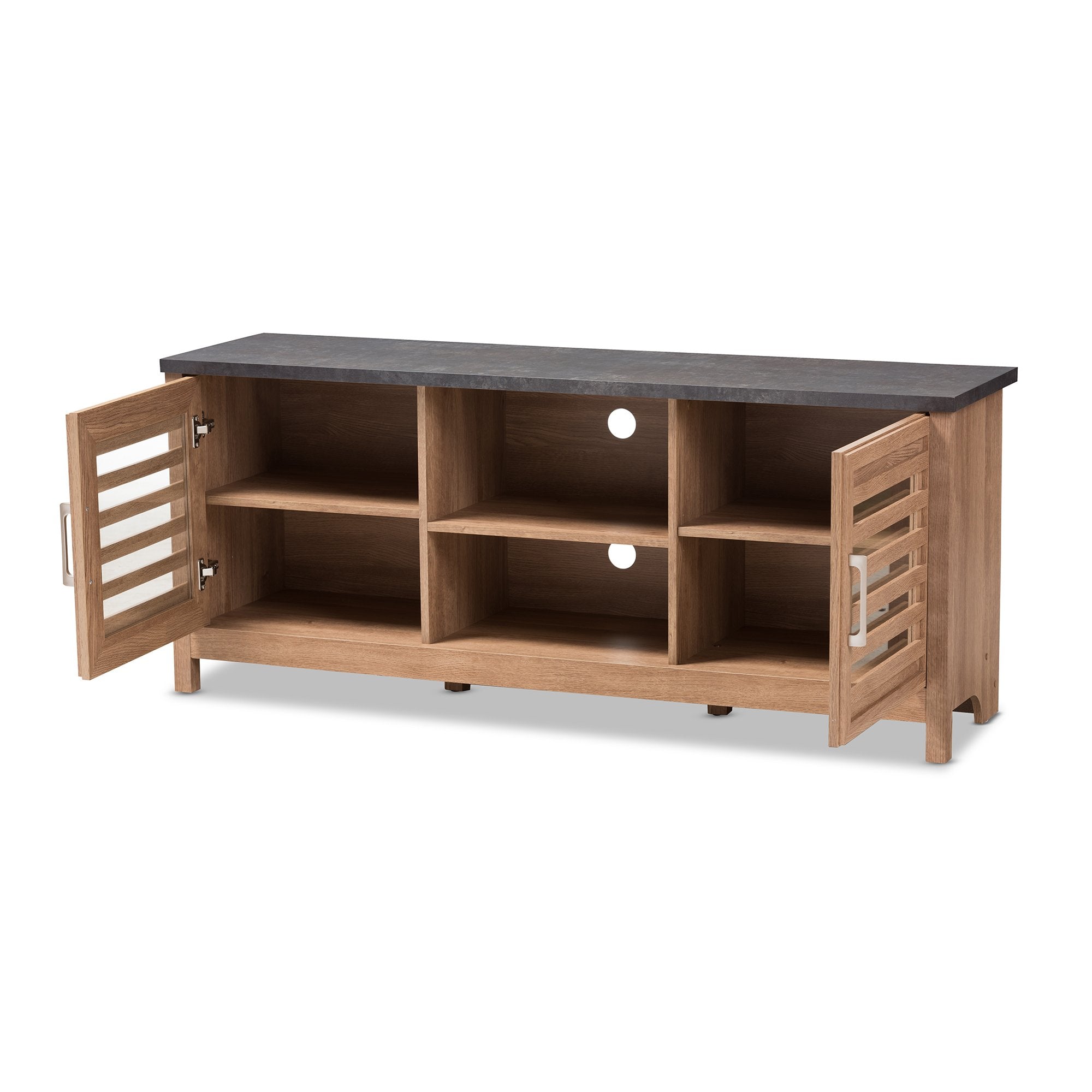 Baxton Studio Pacific Modern and Contemporary Light Brown and Grey Two-Tone Finished 59-Inch TV stand