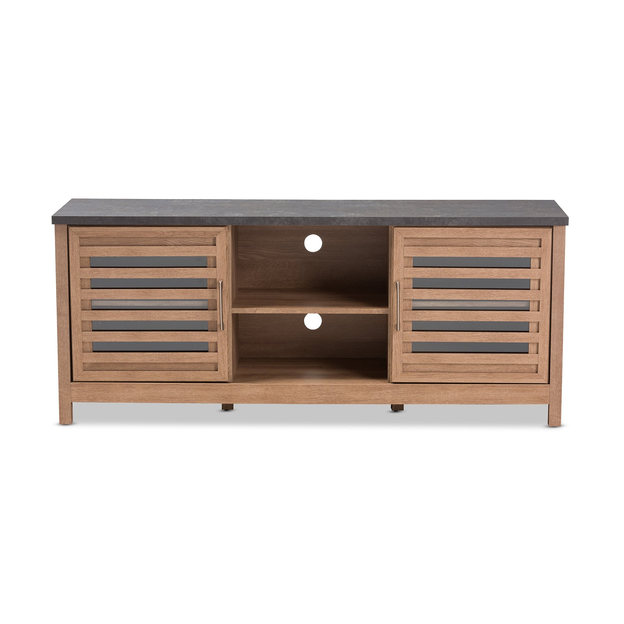 Baxton Studio Pacific Modern and Contemporary Light Brown and Grey Two-Tone Finished 59-Inch TV stand