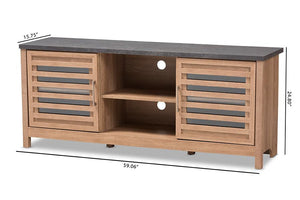 Baxton Studio Pacific Modern and Contemporary Light Brown and Grey Two-Tone Finished 59-Inch TV stand