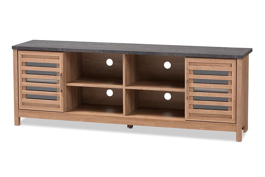 Baxton Studio Pacific Modern and Contemporary Light Brown and Grey Two-Tone Finished 71-Inch TV stand