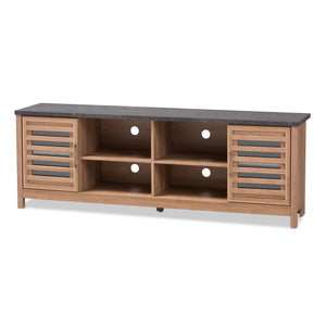 Baxton Studio Pacific Modern and Contemporary Light Brown and Grey Two-Tone Finished 71-Inch TV stand