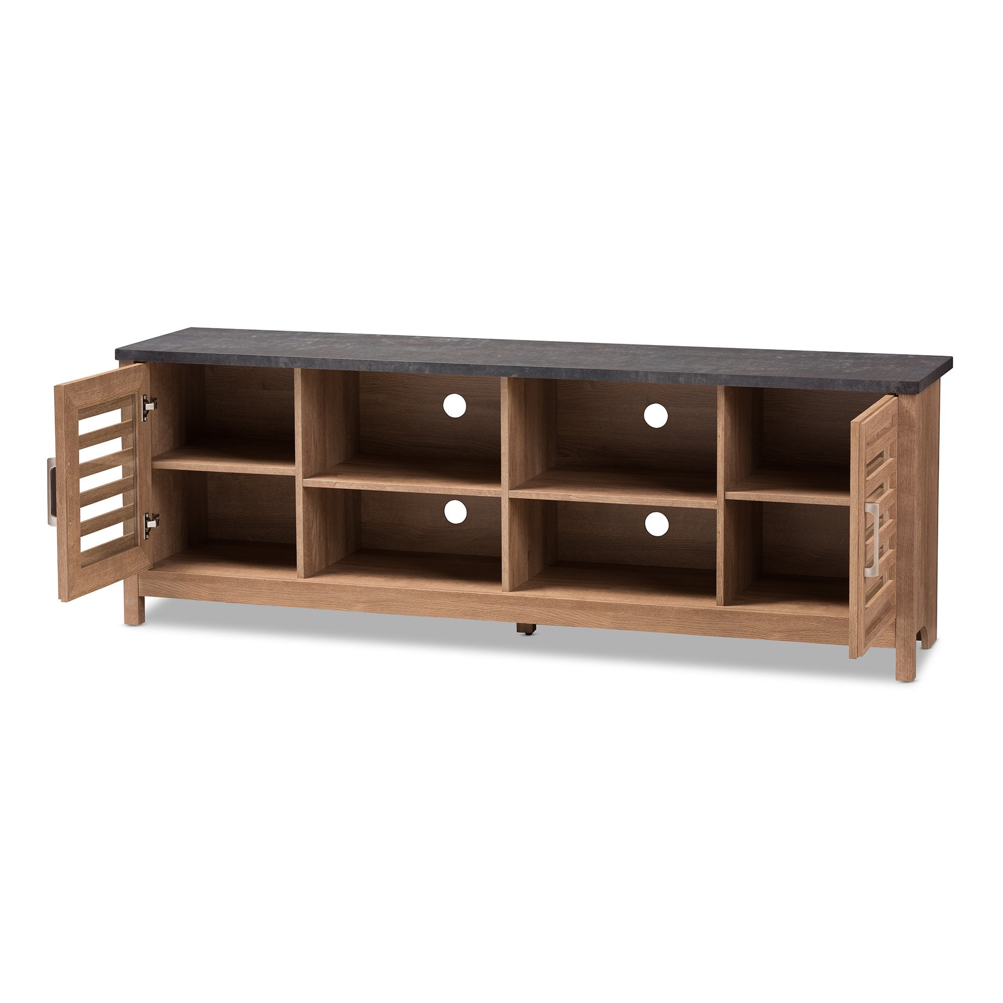 Baxton Studio Pacific Modern and Contemporary Light Brown and Grey Two-Tone Finished 71-Inch TV stand