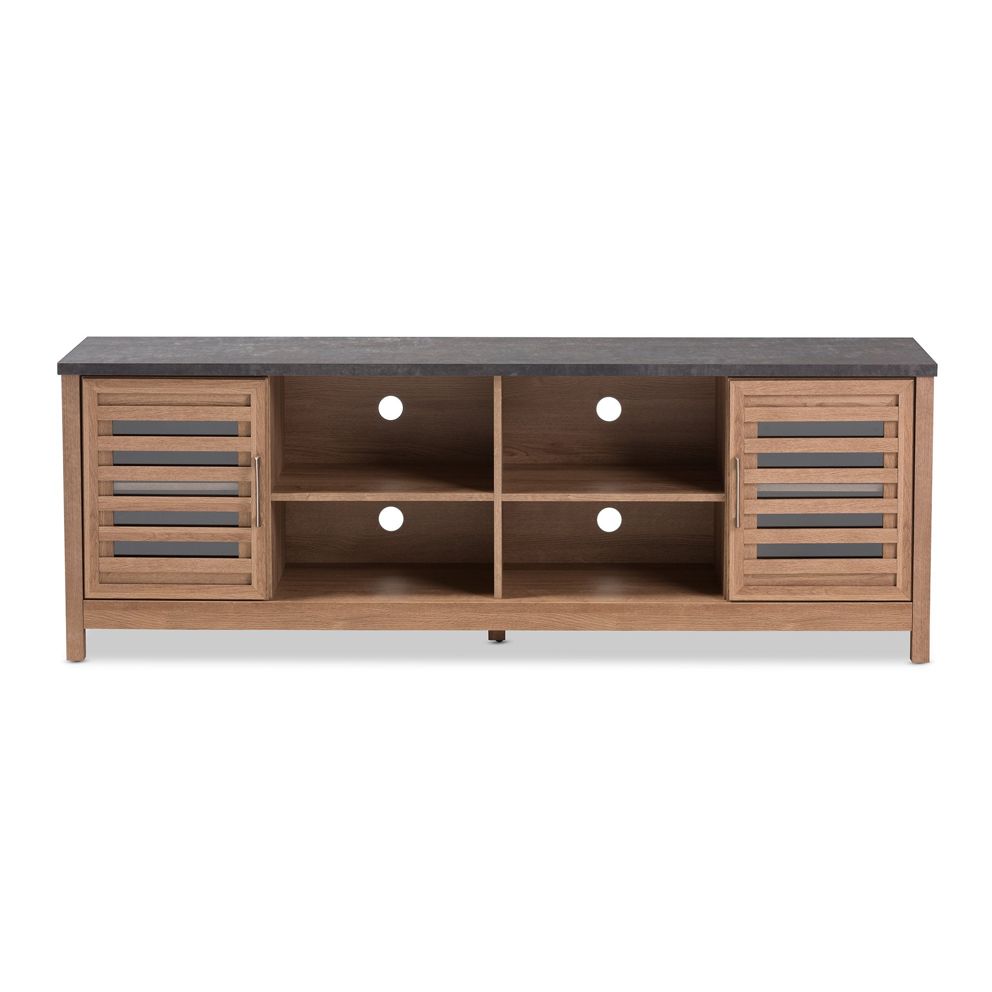 Baxton Studio Pacific Modern and Contemporary Light Brown and Grey Two-Tone Finished 71-Inch TV stand